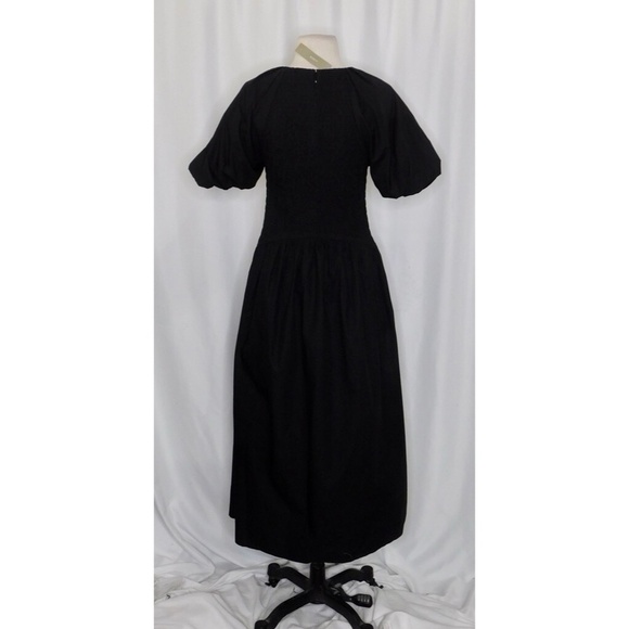 NWT!! J. CREW Meadow Dress Smocked Cotton Poplin Solid Black Midi Small Tall - Picture 9 of 15